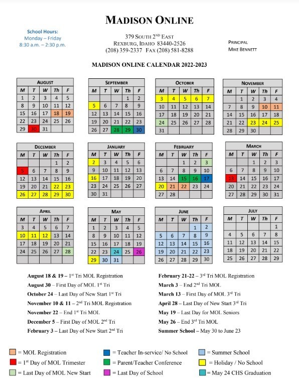 Madison Online calendar
